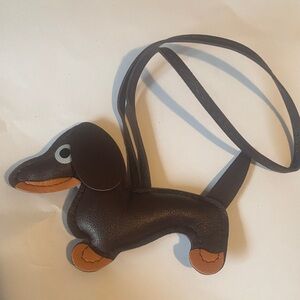 Boutique Adorable Dachshund Dog Leather Like Bag Charm Accessory New
